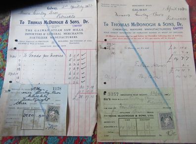 Thomas McDonagh & Sons Galway  Receipts