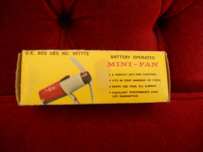 "Portable Battery Mini Fan"1980's Complete In Orginal Box with Stand.