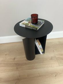 Black metal Side table with storage
