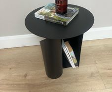 Black metal Side table with storage