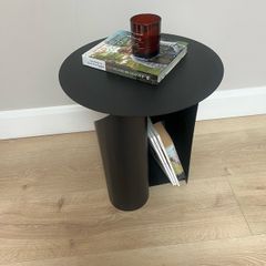 Black metal Side table with storage