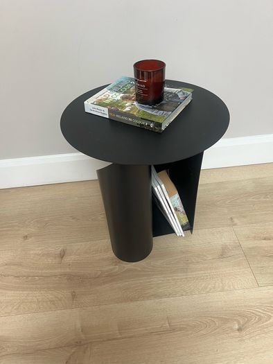 Black metal Side table with storage