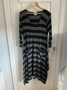 Ladies Masai black and grey striped dress
