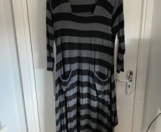 Ladies Masai black and grey striped dress