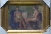 Original Oil Painting Study of Two Nude Females