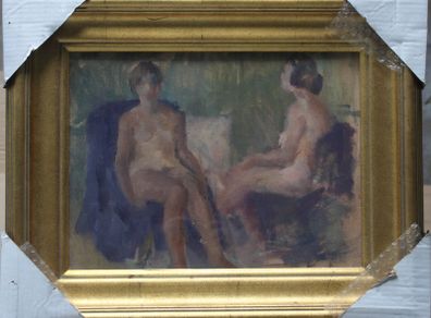Original Oil Painting Study of Two Nude Females