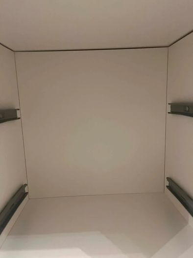 White IKEA Kallax Insert with 2 Drawers & Silver Knobs