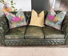 Deep Green Leather Chesterfield Sofa