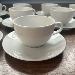 10 Coffe cups and saucers plus 4 clear mugs