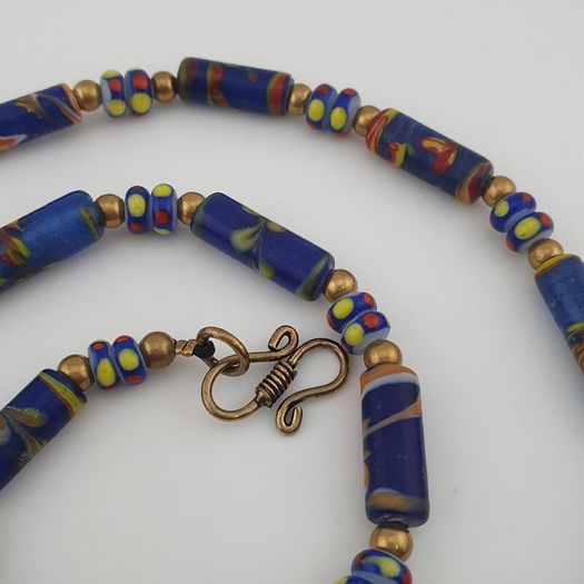 Vintage Venetian Style Floral Glass Beads Necklace