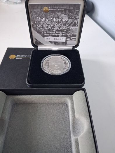 2013 Central Bank of Ireland - Silver Proof JFK Coin