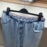 River Island Light Blue Wide Leg Pyjama Style Drawstring Jeans - Size 10 Short Image 3