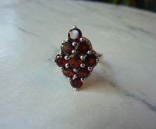 Statement Sterling Silver and Garnet Cluster Ring, Size L