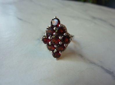 Statement Sterling Silver and Garnet Cluster Ring, Size L