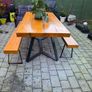 Indoor/outdoor wood table and benches 8p Image 2