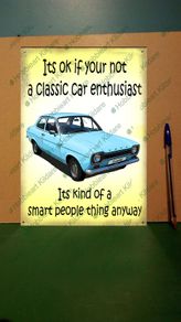 Classic car tin sign