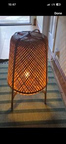 Vintage ikea bamboo rattan floor lamp