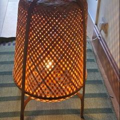Vintage ikea bamboo rattan floor lamp