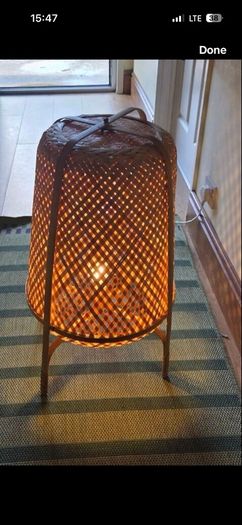 Vintage ikea bamboo rattan floor lamp