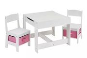 Brand new Liberty House White Table and Chairs with Pink Storage Bins