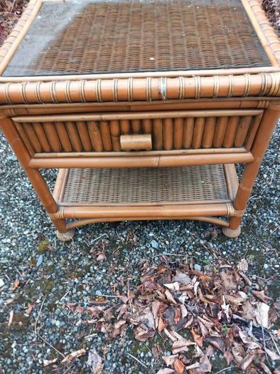 vintage glass top nightstand