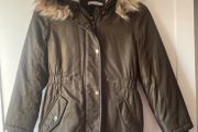 Blue zoo Khaki green parka fleece-lined coat with hood age 8-9