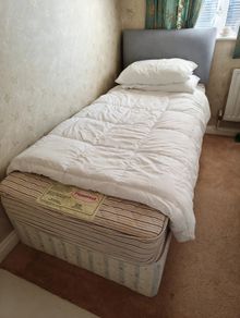 Single mattress + divan base + grey fabric