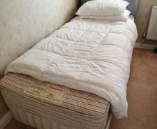 Single mattress + divan base + grey fabric