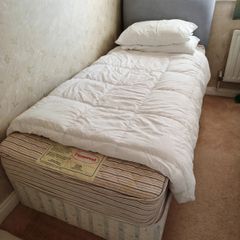 Single mattress + divan base + grey fabric