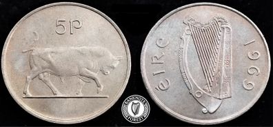 Ireland - 1969 - 5 Pence - Bull - UNC - KM.22 - [2395]