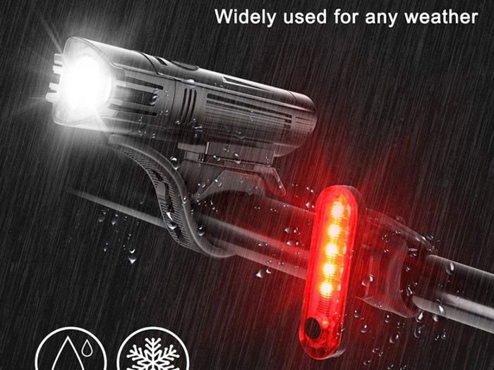 Super Bright Bike Light Set, Powerful LED USB Rechargeable Front Headlight and Back Taillight, 2000mah Lithium Battery, Waterproof, 4 Lighting Modes Mountain Road Bicycle Lights (FREE POSTAGE)