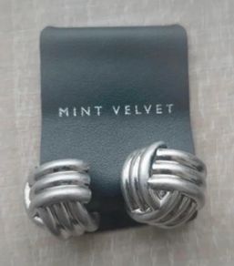 Mint Velvet Silver Tone Knot Stud Earrings