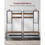 Industrial Coat Rack with Mirror Shoe Bench Hallway Storage Unit Vintage Brown Image 4