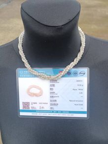 Fabolous Three Strand Certified Jade Necklace on 18k Gold Clasp