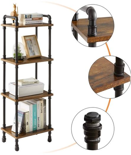 Ladder Shelf,4-Tier Storage Shelves,Small Bookshelf,Shelving Unit with Metal Frame,Vintage Industrial Plant Display Stand,Bookcase for Living Room, Home Office (FREE POSTAGE)