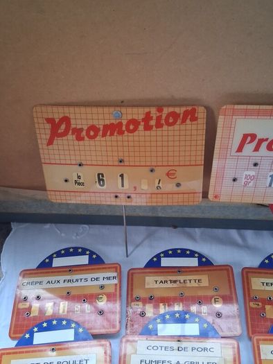 9 X Vintage French Fully Adjustable Price Display Signs