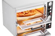 Pizza Oven Electric, 18" Double-Deck Commercial Countertop Pizza Oven, 842F Max Temp, Indoor Pizza Maker with Thermometer