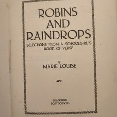 Robins & Raindrops By Marie Louise. Limited Edition Paperback In Fair Condition. See Photos.