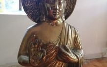 Large Solid Brass Buddha Statue & Stand
