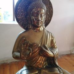 Large Solid Brass Buddha Statue & Stand
