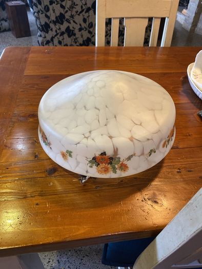 Milky glass antique floral pattern ceiling light shade