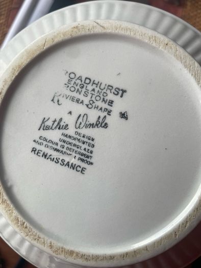 Vintage Kathie Winkle Renaissance Coffee Pot Staffordshire Ironstone England
