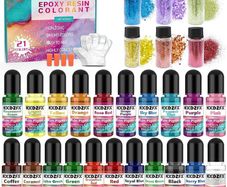 NEW SALE | 21 Colors Liquid Clear Epoxy Resin Colorant, 6 Colors Resin Glitter, Highly Concentrated Epoxy Resin Dye for DIY Jewelry Making, Resin Crafts(6ml Each)