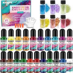 NEW SALE | 21 Colors Liquid Clear Epoxy Resin Colorant, 6 Colors Resin Glitter, Highly Concentrated Epoxy Resin Dye for DIY Jewelry Making, Resin Crafts(6ml Each)