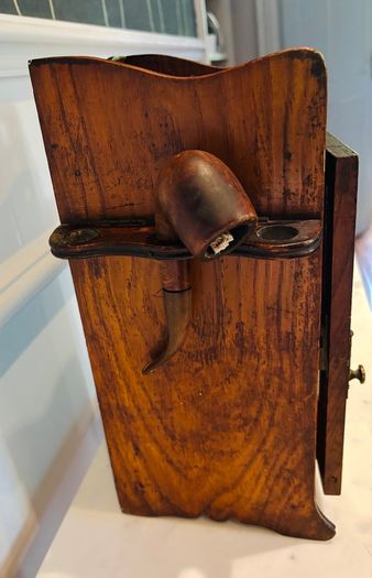 Antique Edwardian Oak Smoker's Cabinet & Accessories