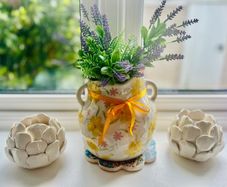 Beautiful Ceramic Vase & 2 Ceramic Candle Holders.