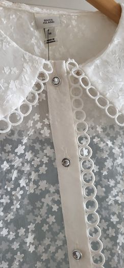 RIVER ISLAND white daisy print sheer blouse Sz 16UK - Bnwt Rrp 40 sterling