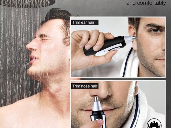 Ear and Nose Hair Trimmer Clipper, 2022 Professional Painless Eyebrow & Facial Hair Trimmer for Men Women, Battery-Operated Trimmer with IPX7 Waterproof, Dual Edge Blades for Easy Cleansing (FREE POSTAGE)
