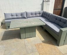 Pallet garden furniture with cushions