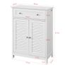White Bathroom Storage Cabinet with Drawer & Louvered Door Image 4